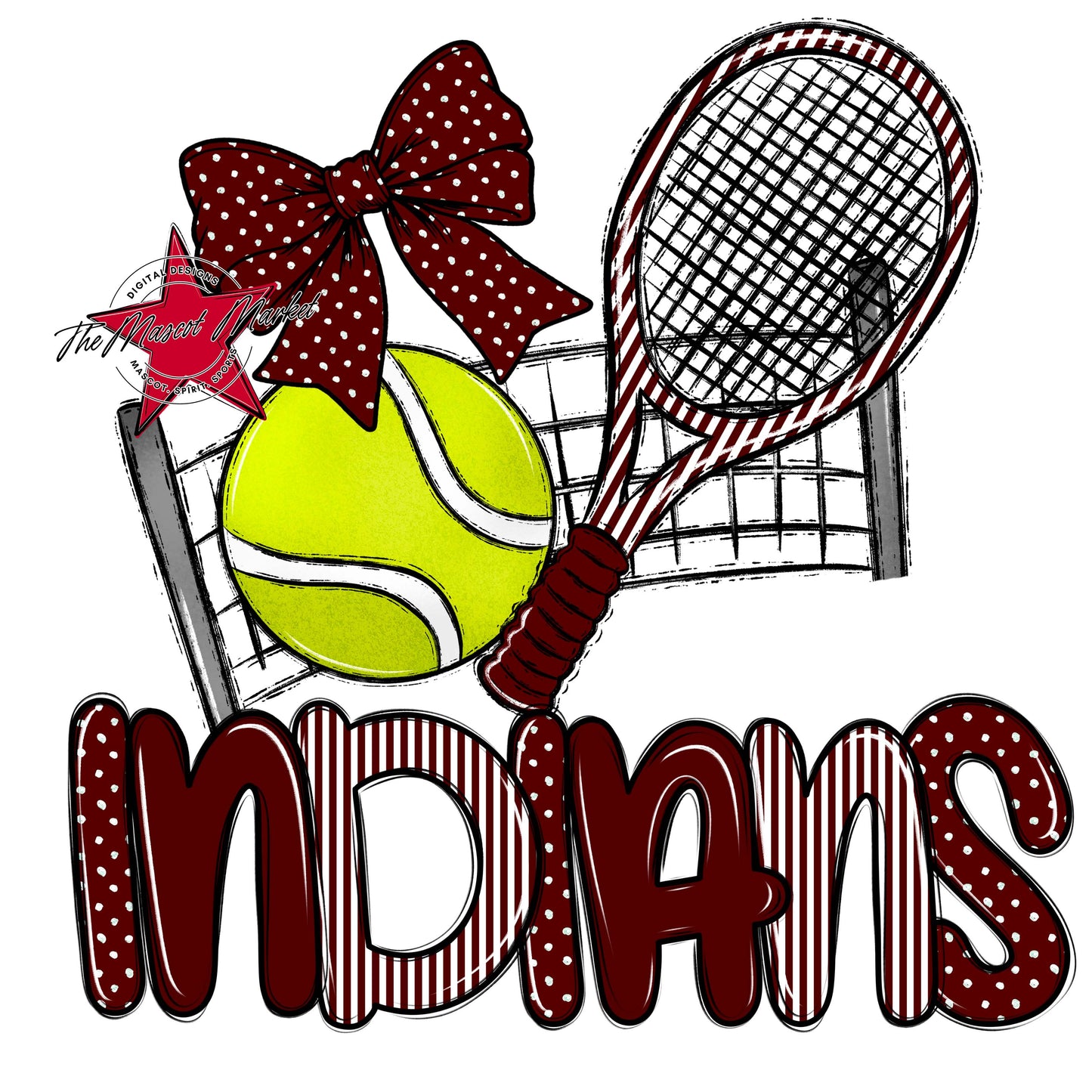 Indians Tennis Spirit Design-Maroon