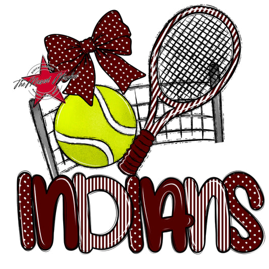 Indians Tennis Spirit Design-Maroon