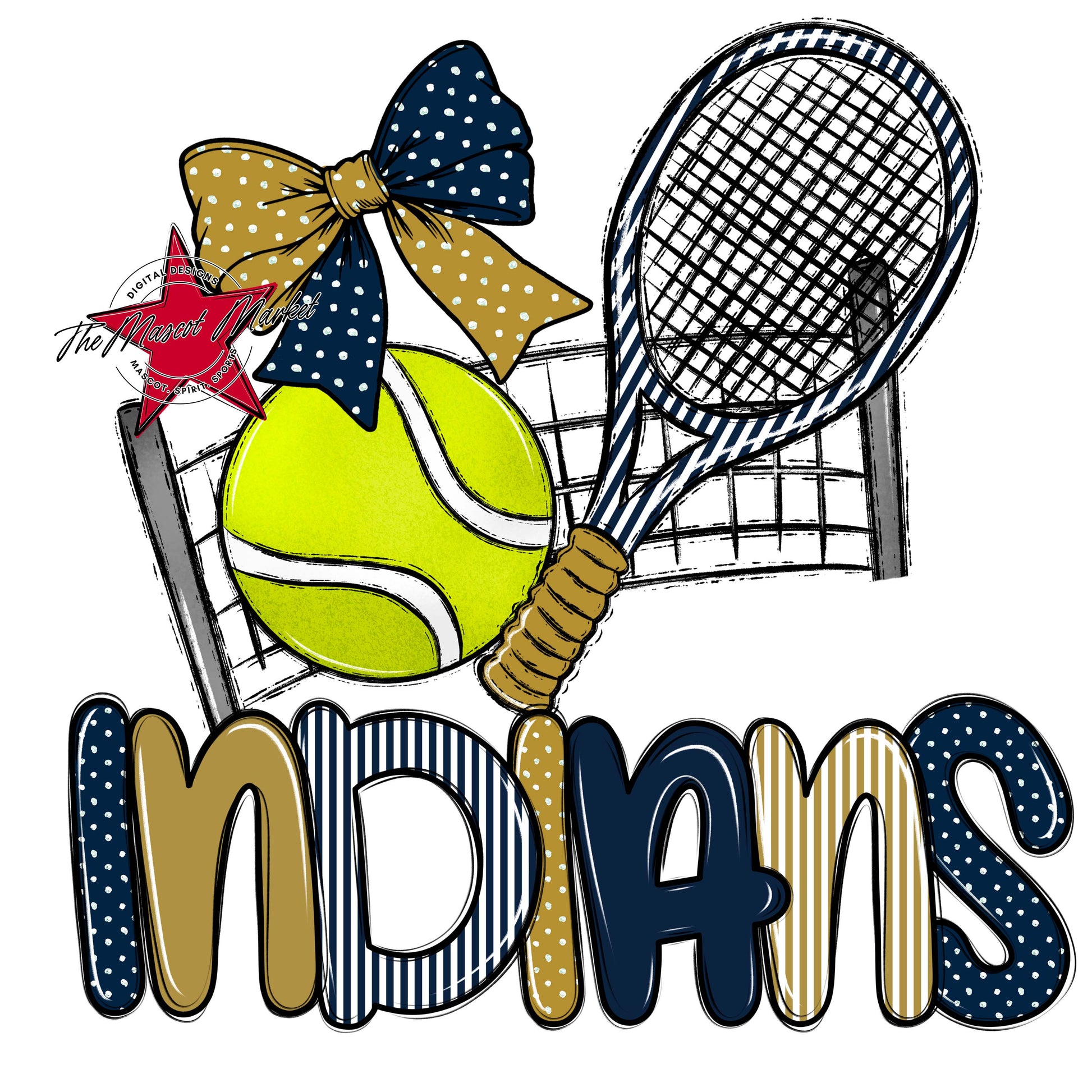 Indians Tennis Spirit Design-Navy & Gold