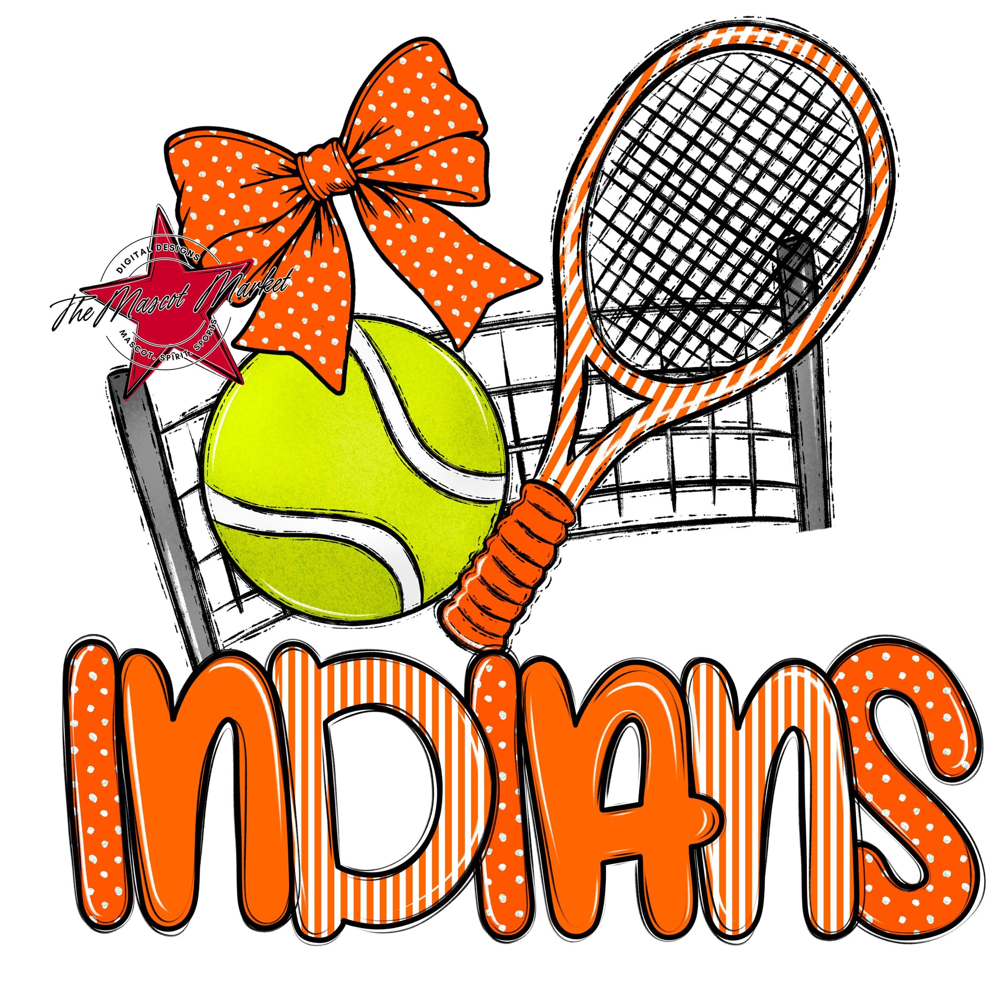 Indians Tennis Spirit Design-Orange