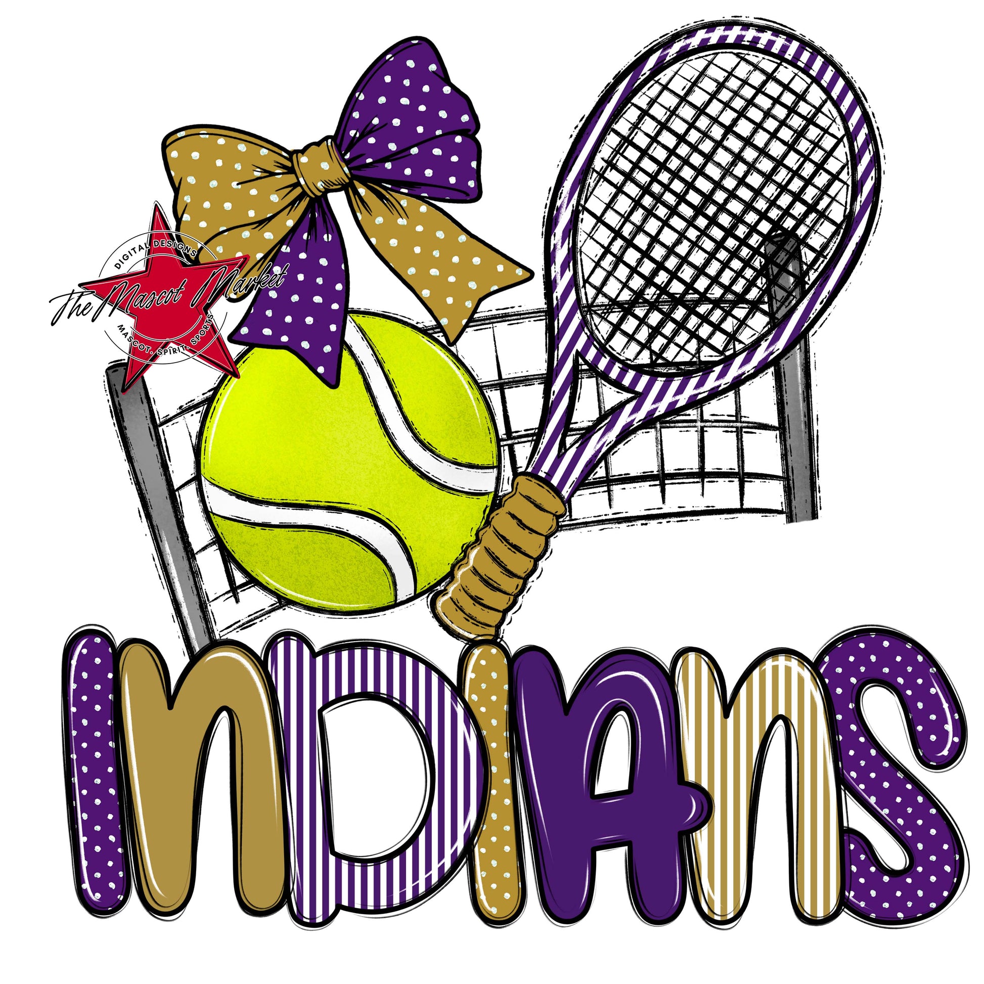 Indians Tennis Spirit Design-Purple & Gold