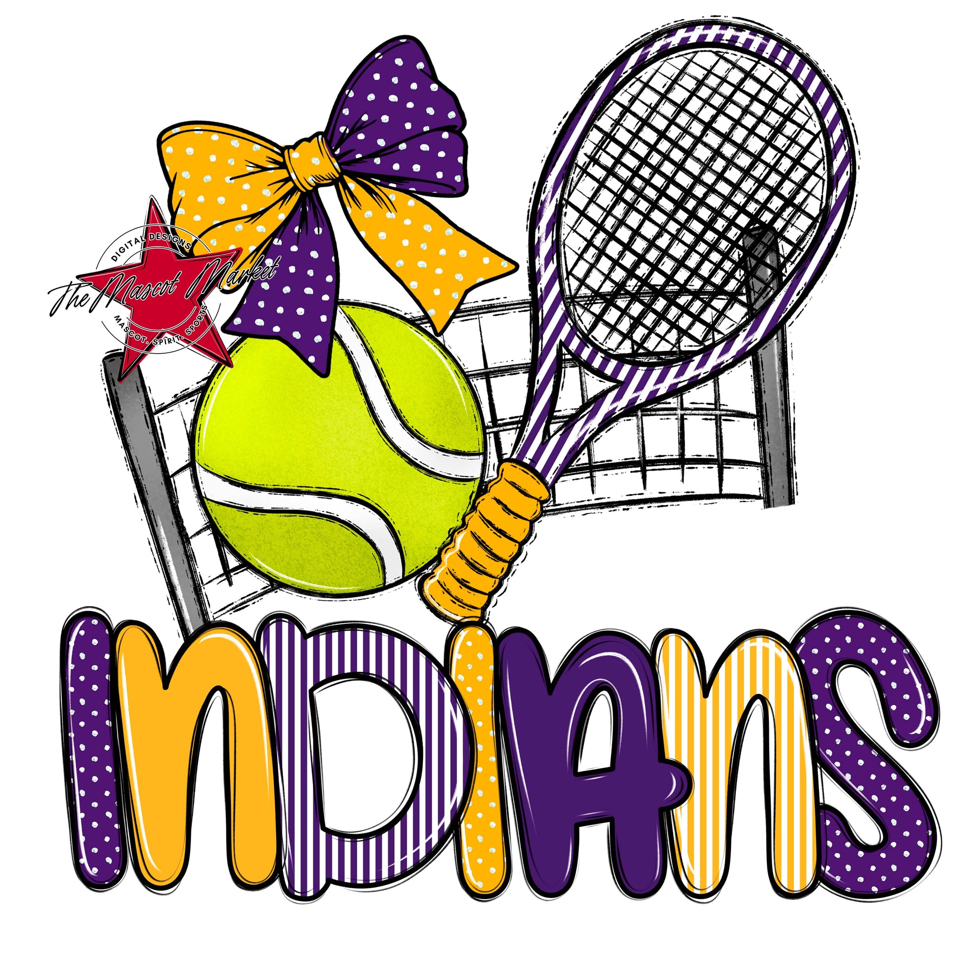 Indians Tennis Spirit Design-Purple & Yellow