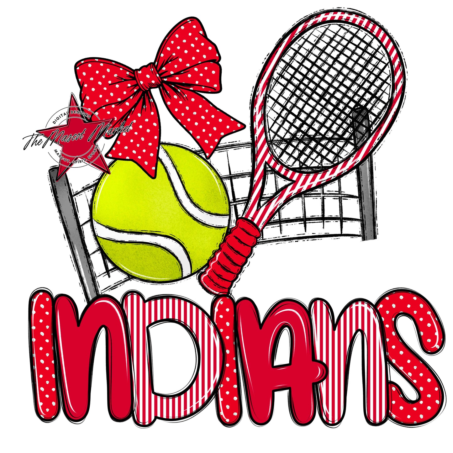Indians Tennis Spirit Design-Red