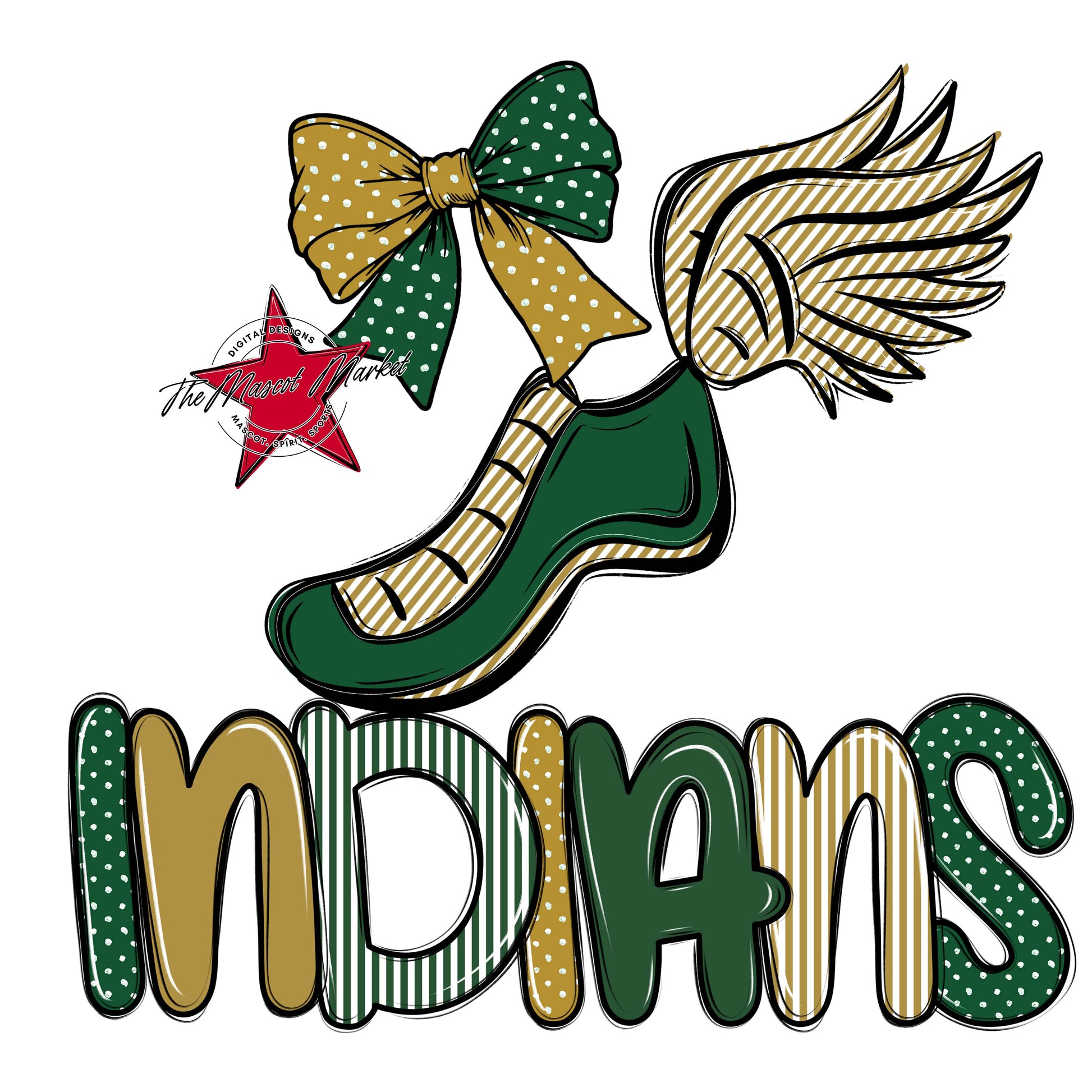 Indians Track Spirit Design-Green & Gold