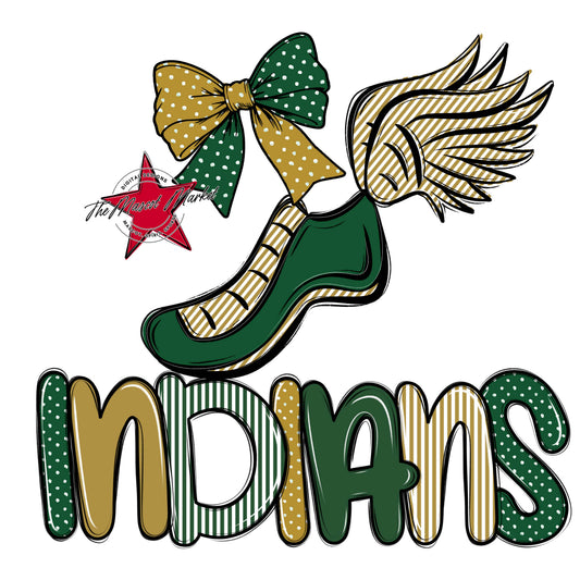 Indians Track Spirit Design-Green & Gold