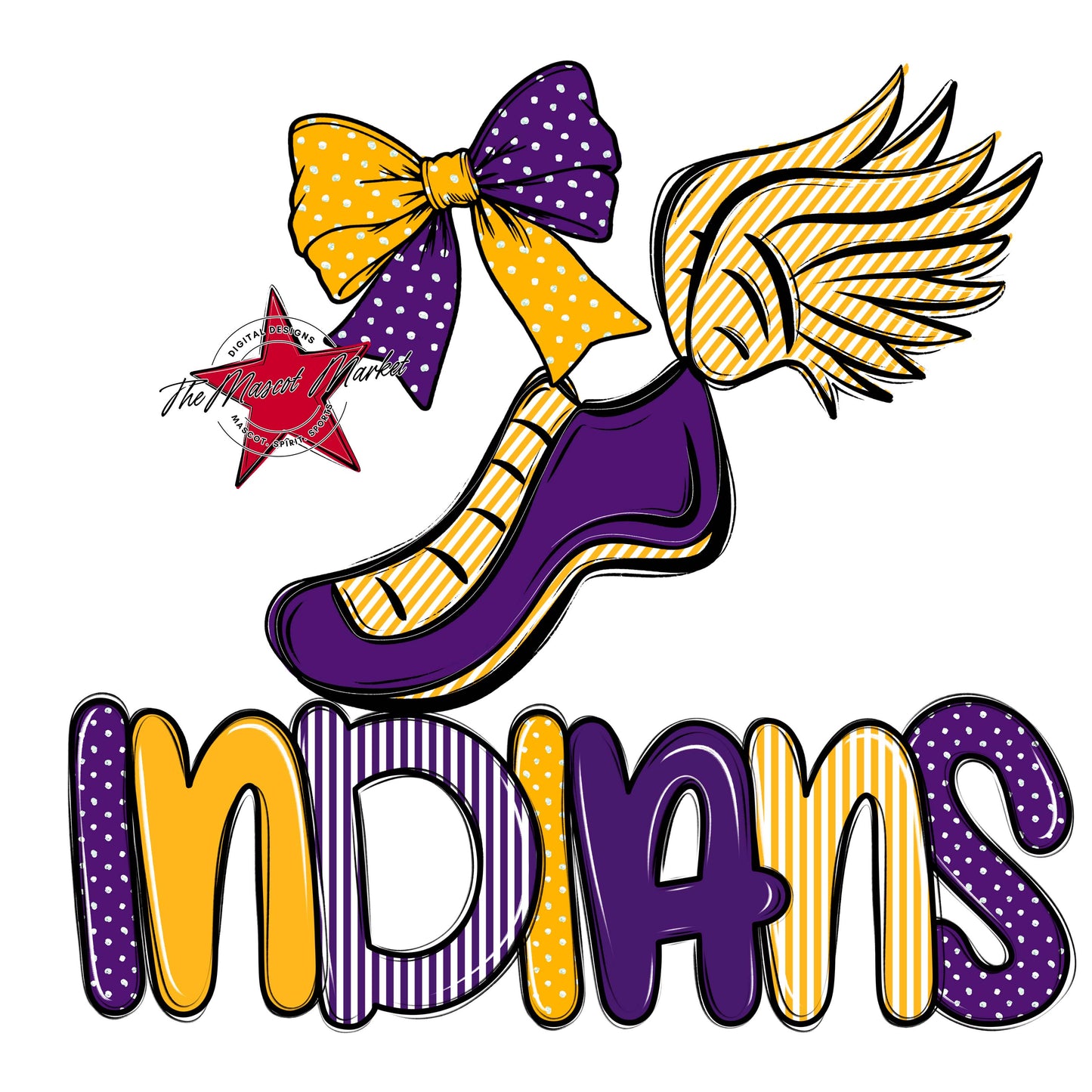 Indians Track Spirit Design-Purple & Yellow