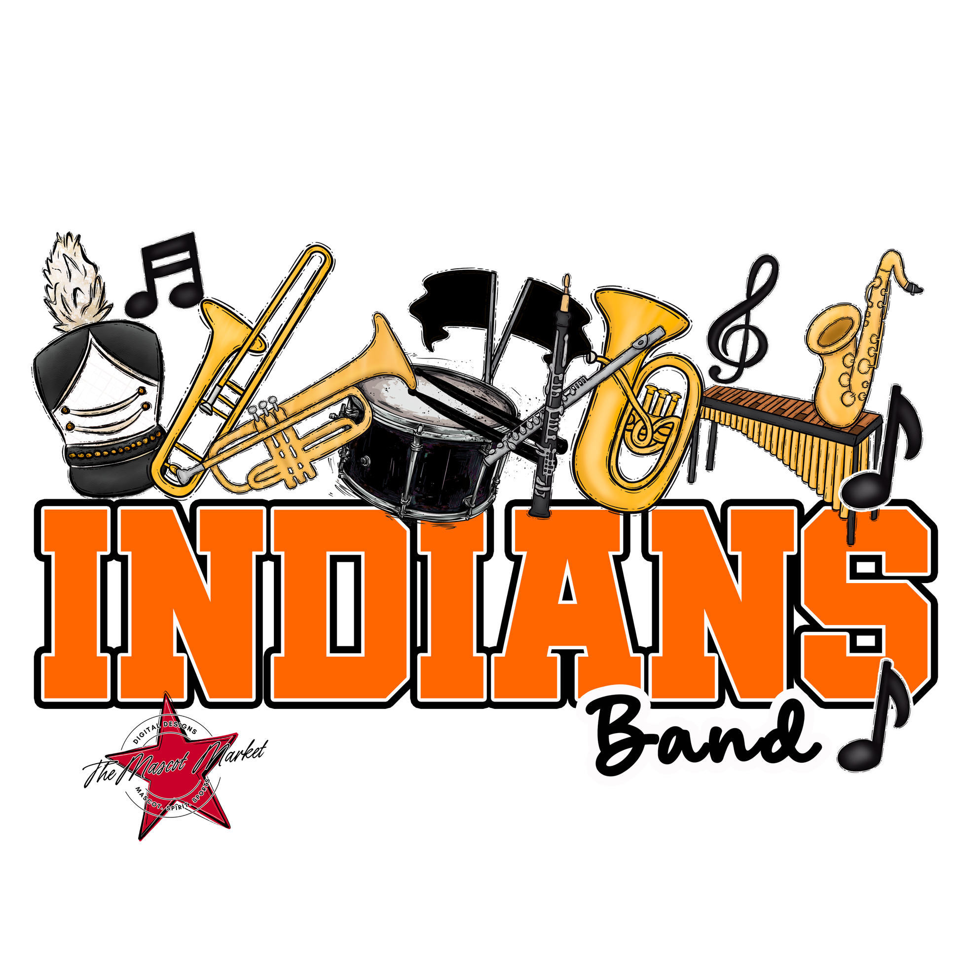 Indians Varsity Band-Orange