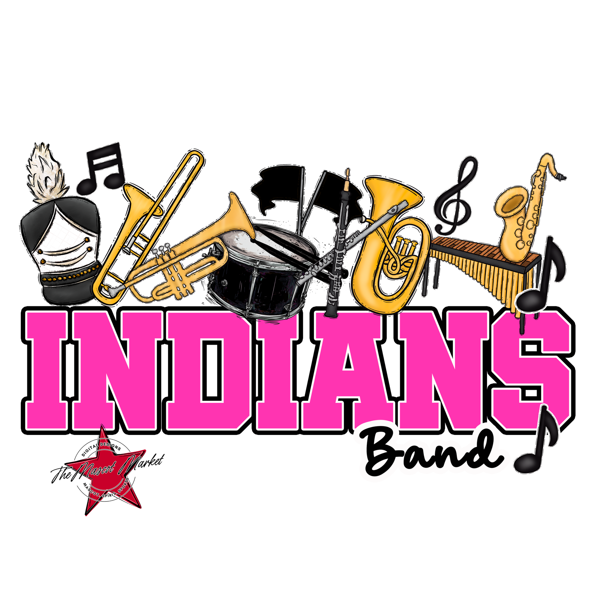 Indians Varsity Band-Pink
