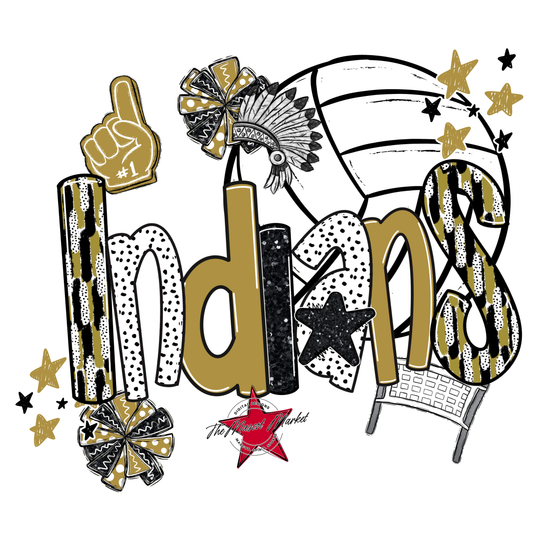 Indians Volleyball Scrape-Gold