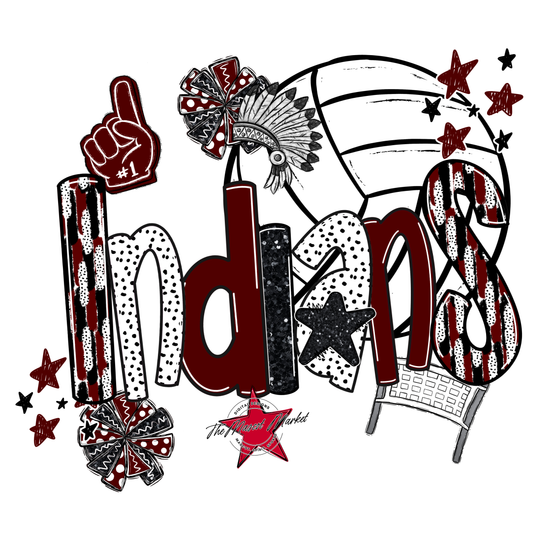 Indians Volleyball Scrape-Maroon