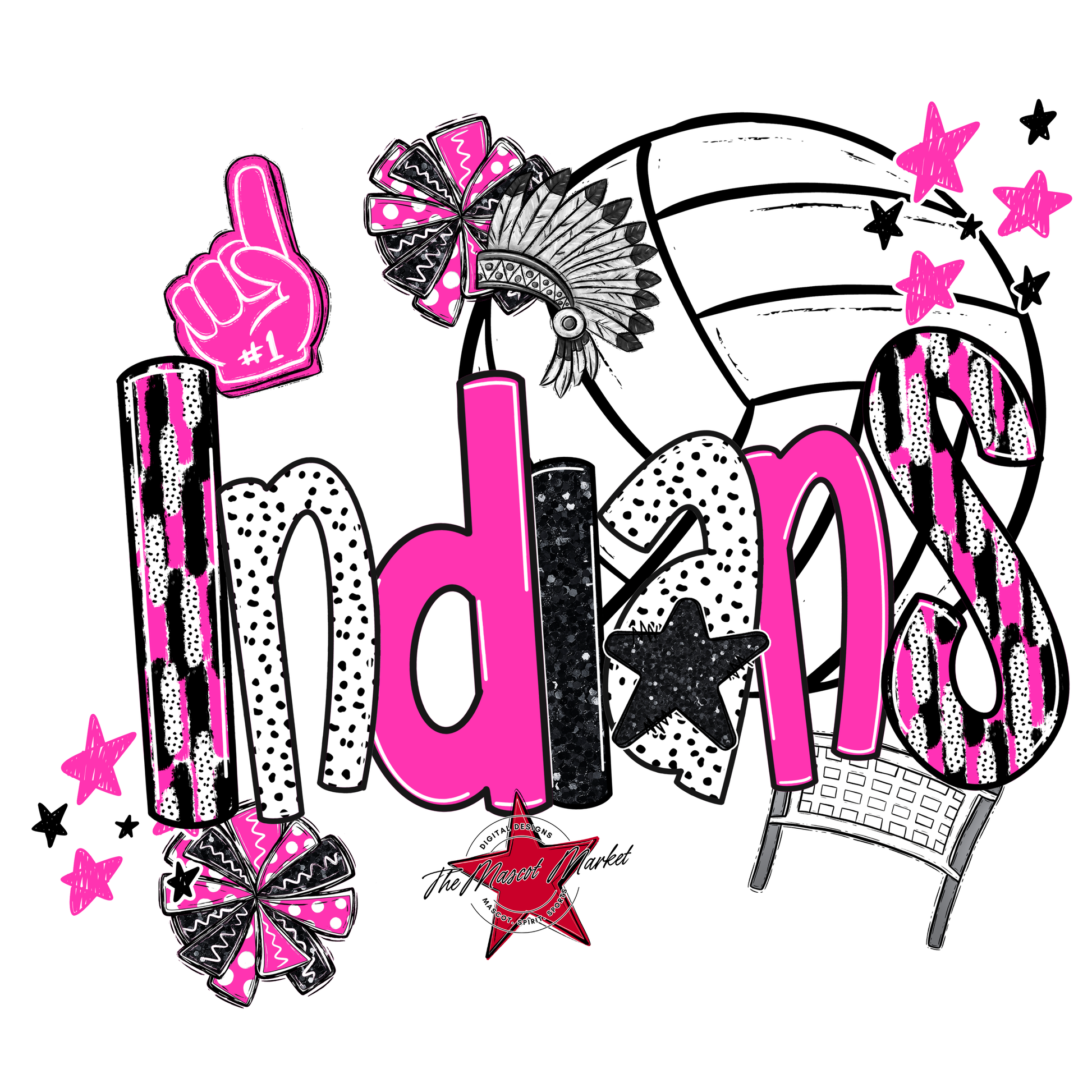 Indians Volleyball Scrape-Pink