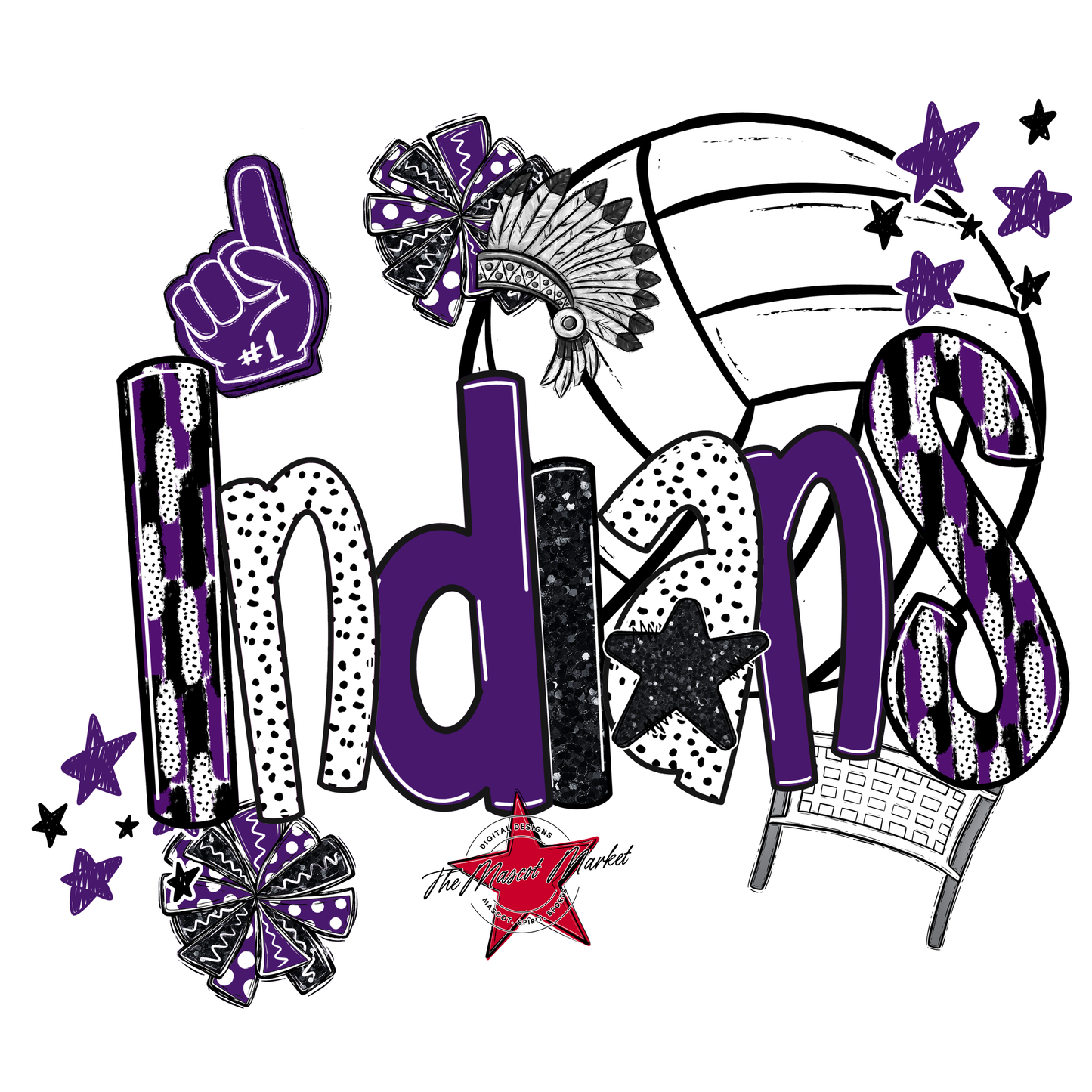 Indians Volleyball Scrape-Purple