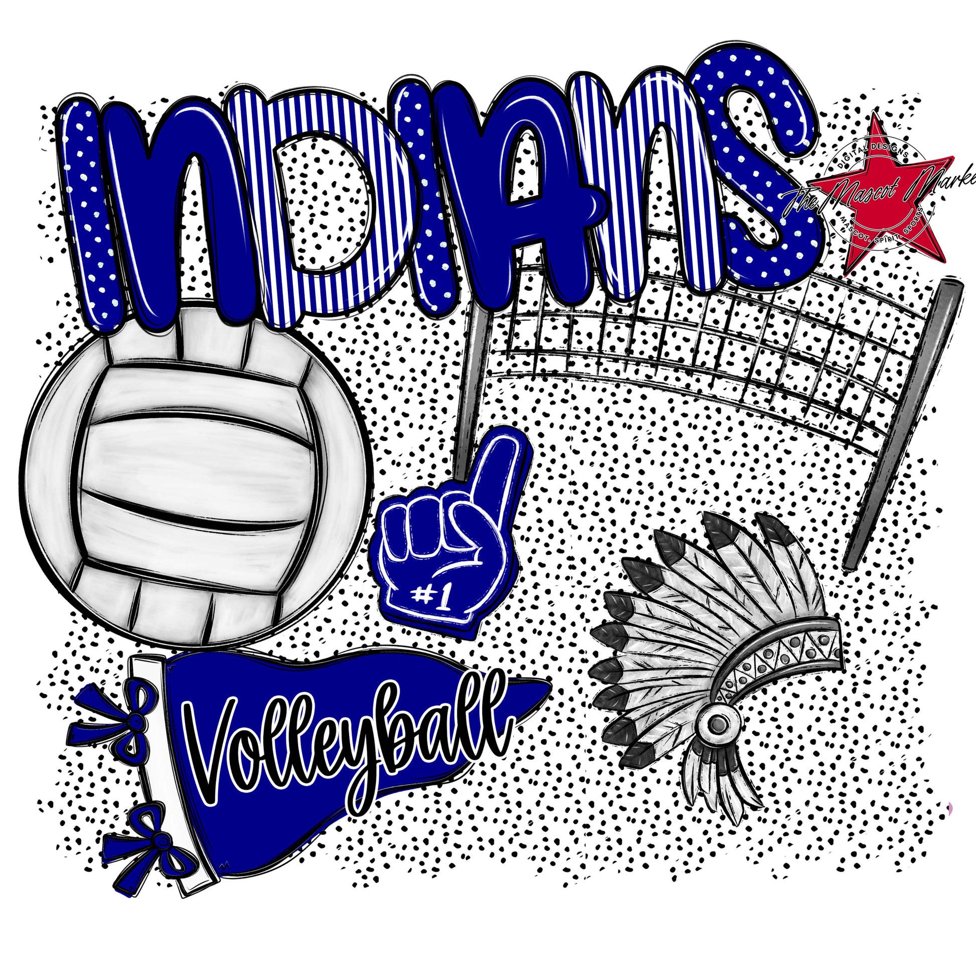 Indians Volleyball Spirit-Blue