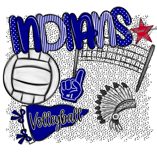 Indians Volleyball Spirit-Blue