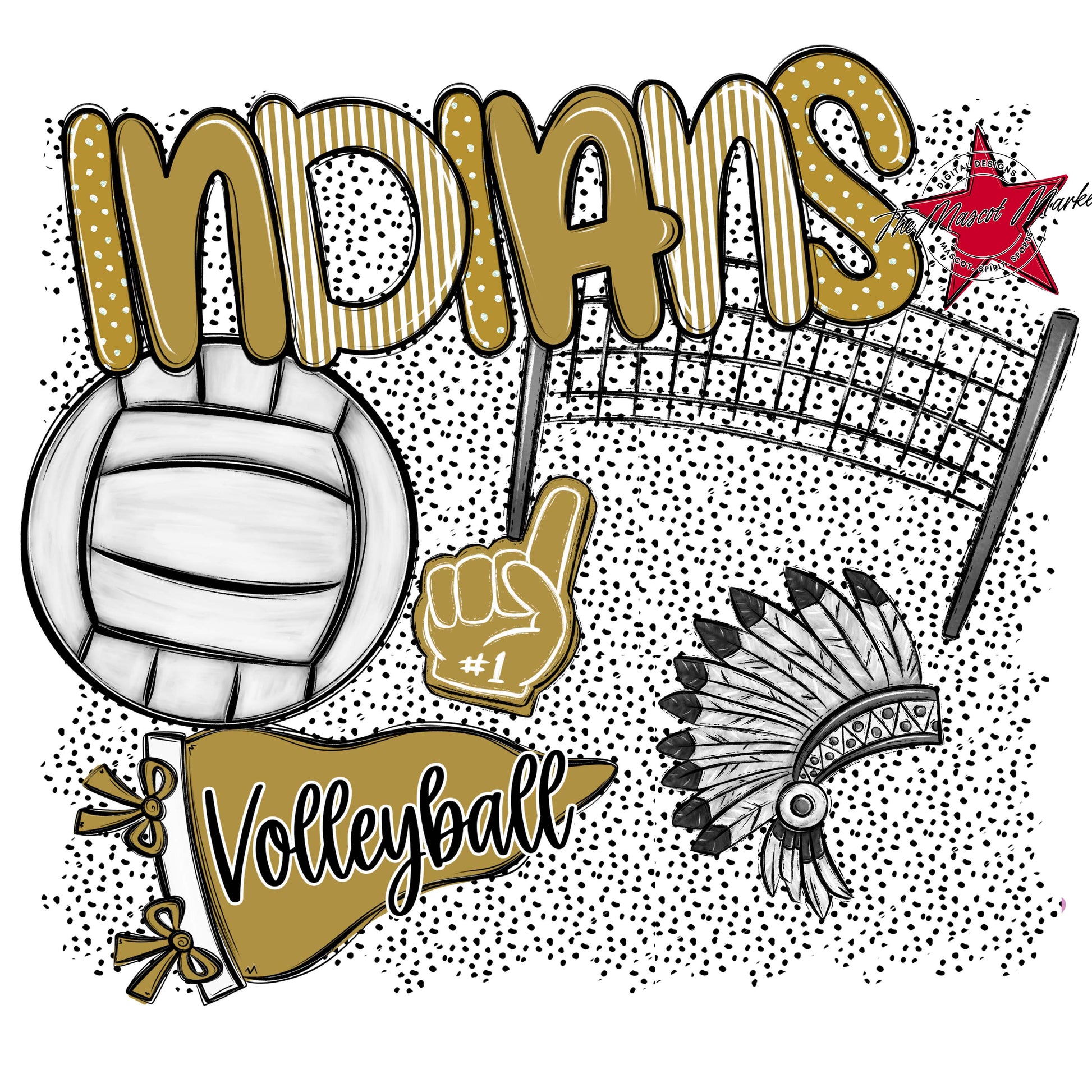 Indians Volleyball Spirit-Gold
