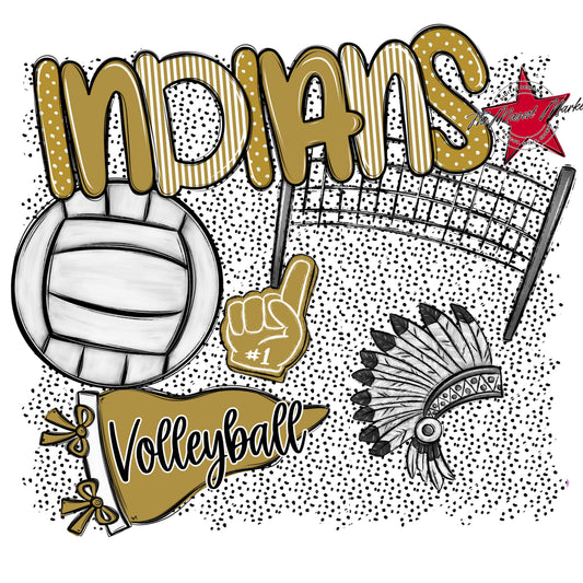 Indians Volleyball Spirit-Gold