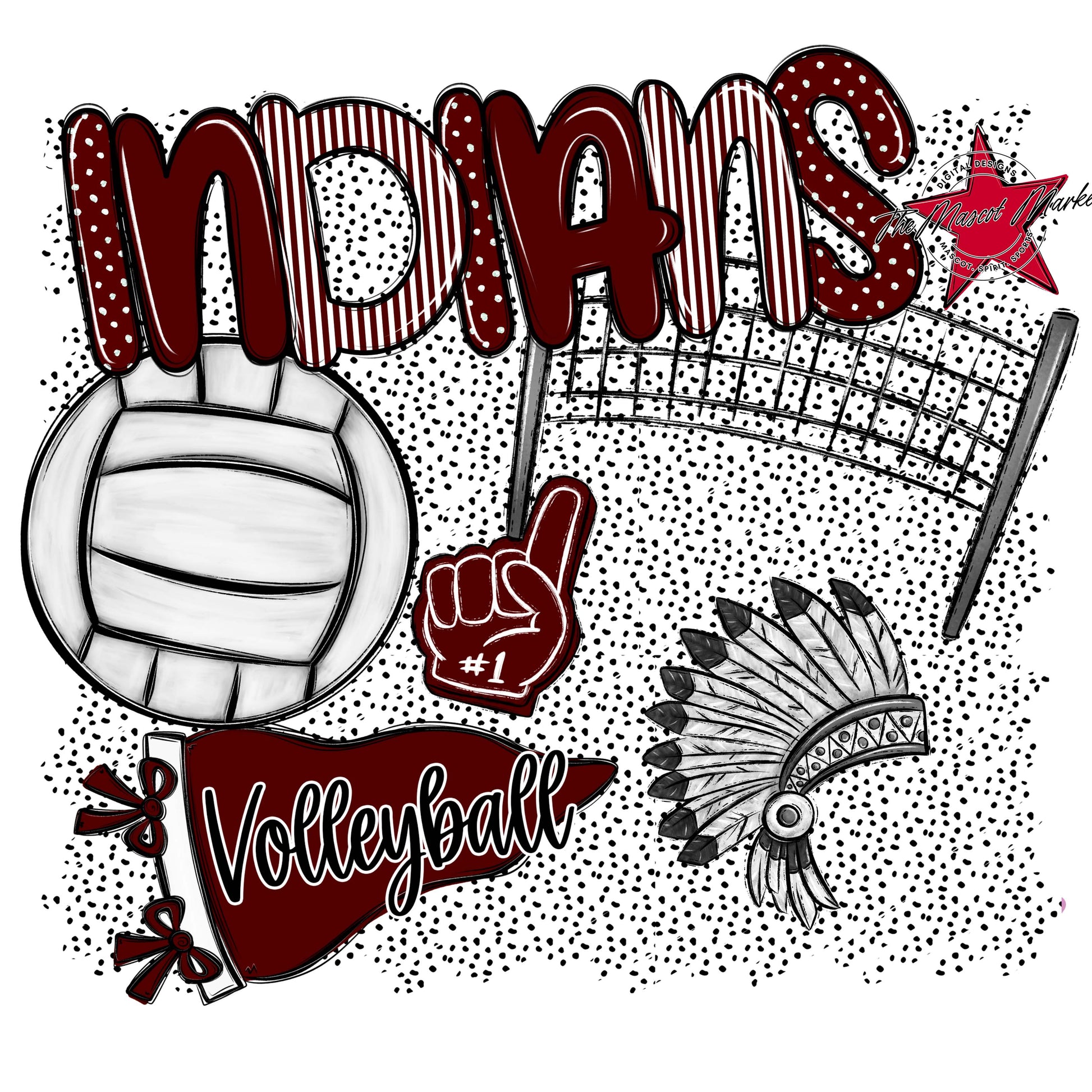 Indians Volleyball Spirit-Maroon