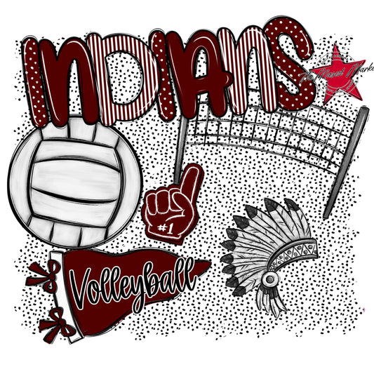 Indians Volleyball Spirit-Maroon
