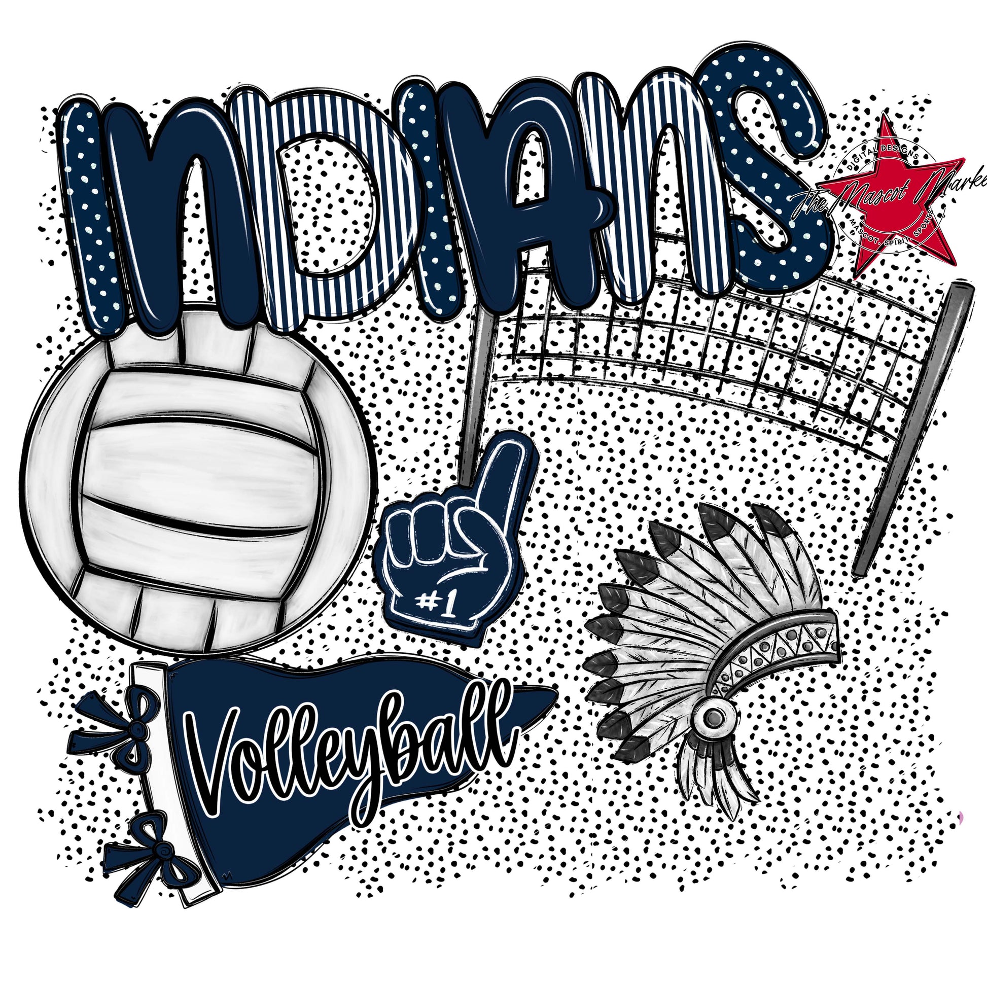Indians Volleyball Spirit-Navy
