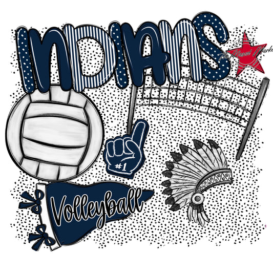 Indians Volleyball Spirit-Navy