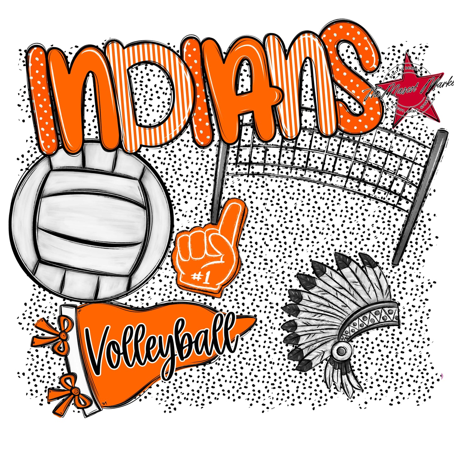 Indians Volleyball Spirit-Orange