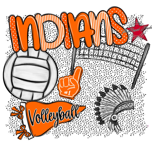 Indians Volleyball Spirit-Orange