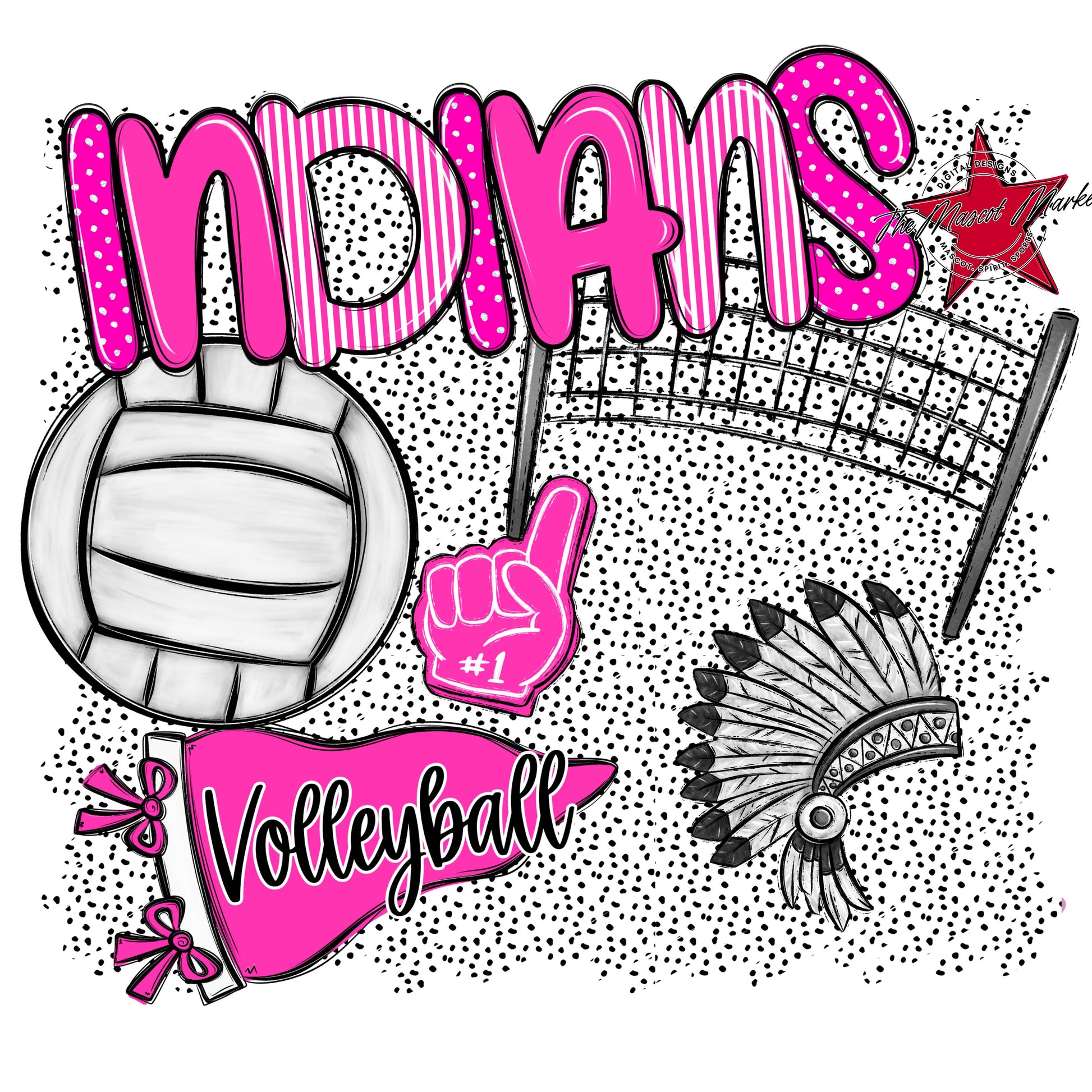 Indians Volleyball Spirit-Pink