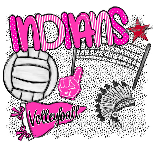 Indians Volleyball Spirit-Pink