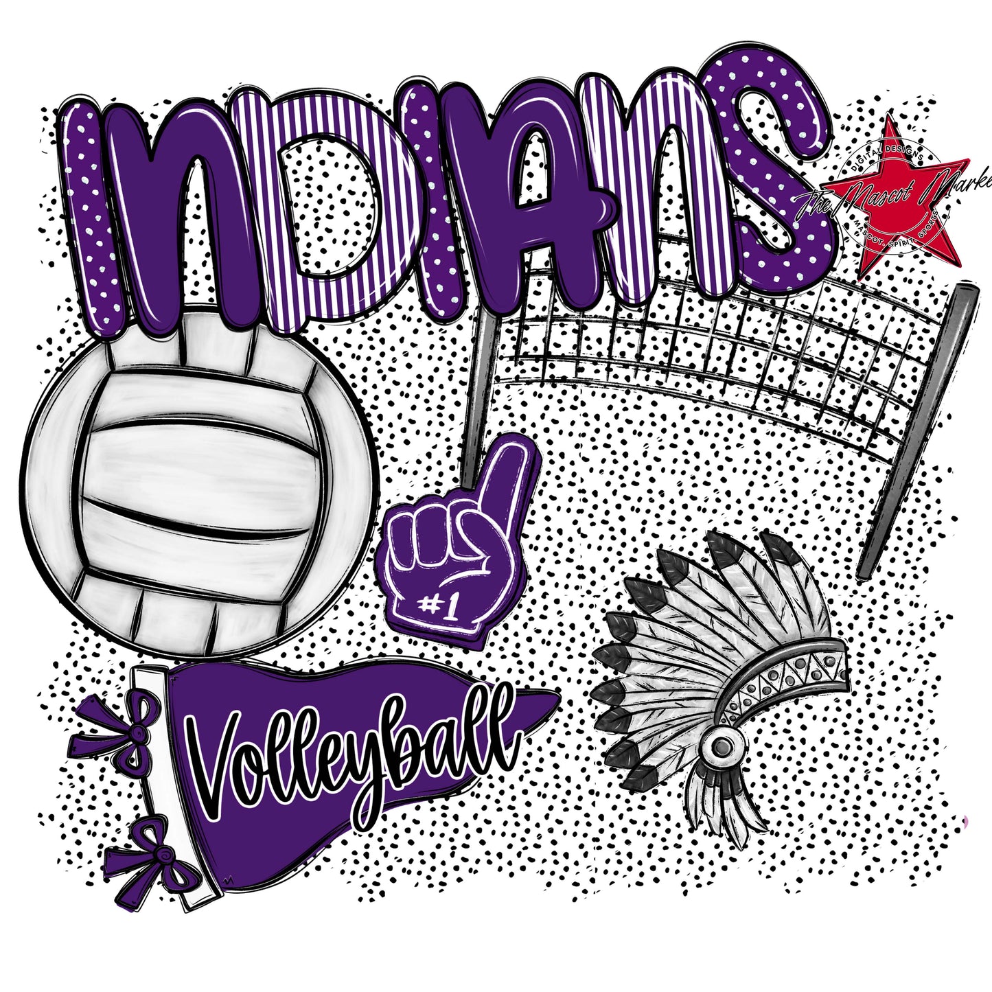 Indians Volleyball Spirit-Purple