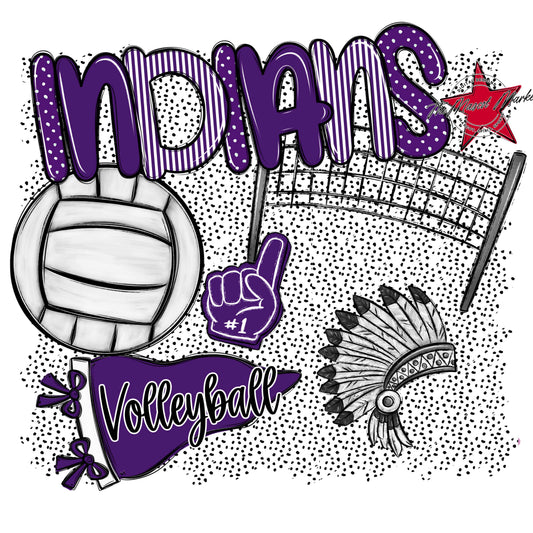 Indians Volleyball Spirit-Purple