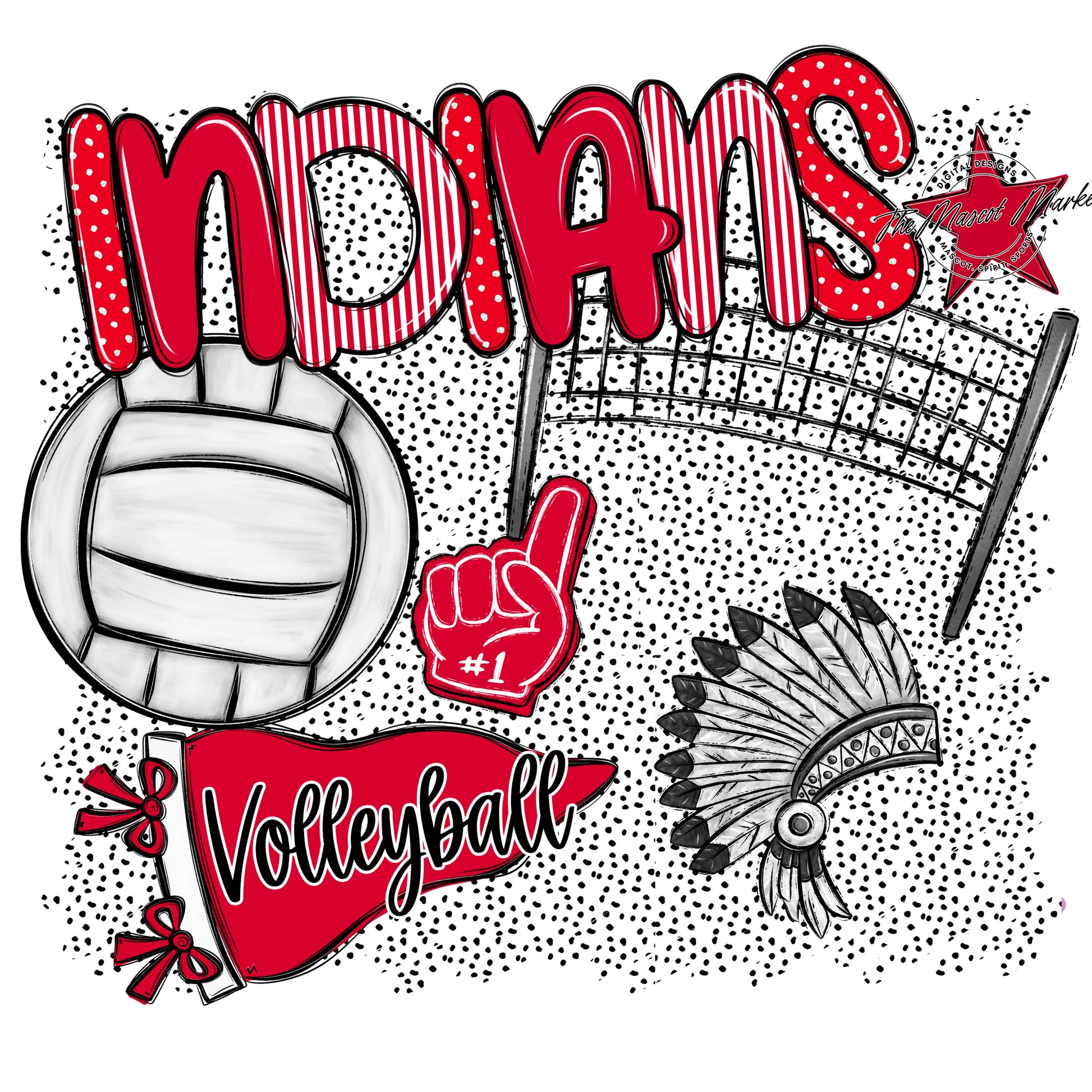 Indians Volleyball Spirit-Red