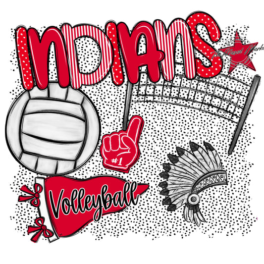 Indians Volleyball Spirit-Red