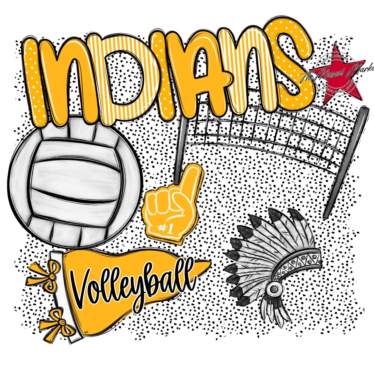 Indians Volleyball Spirit-Yellow