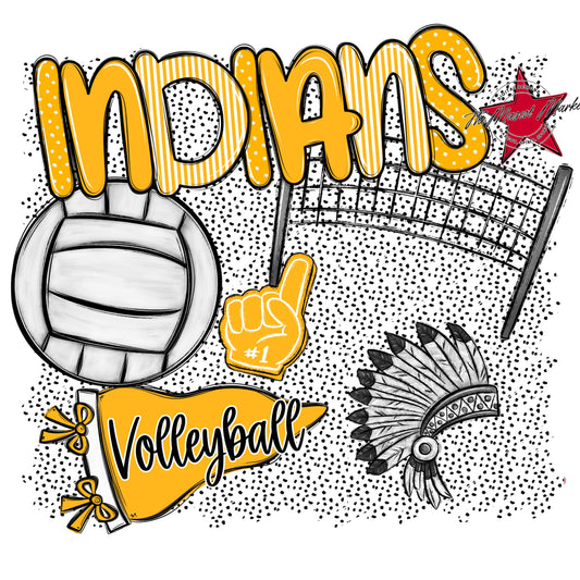 Indians Volleyball Spirit-Yellow