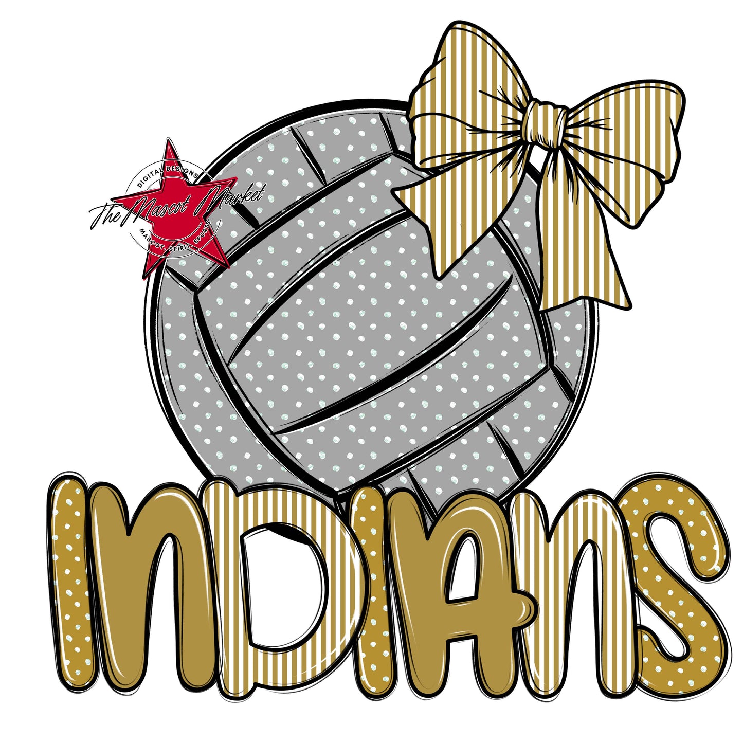 Indians Volleyball Spirit Design-Gold