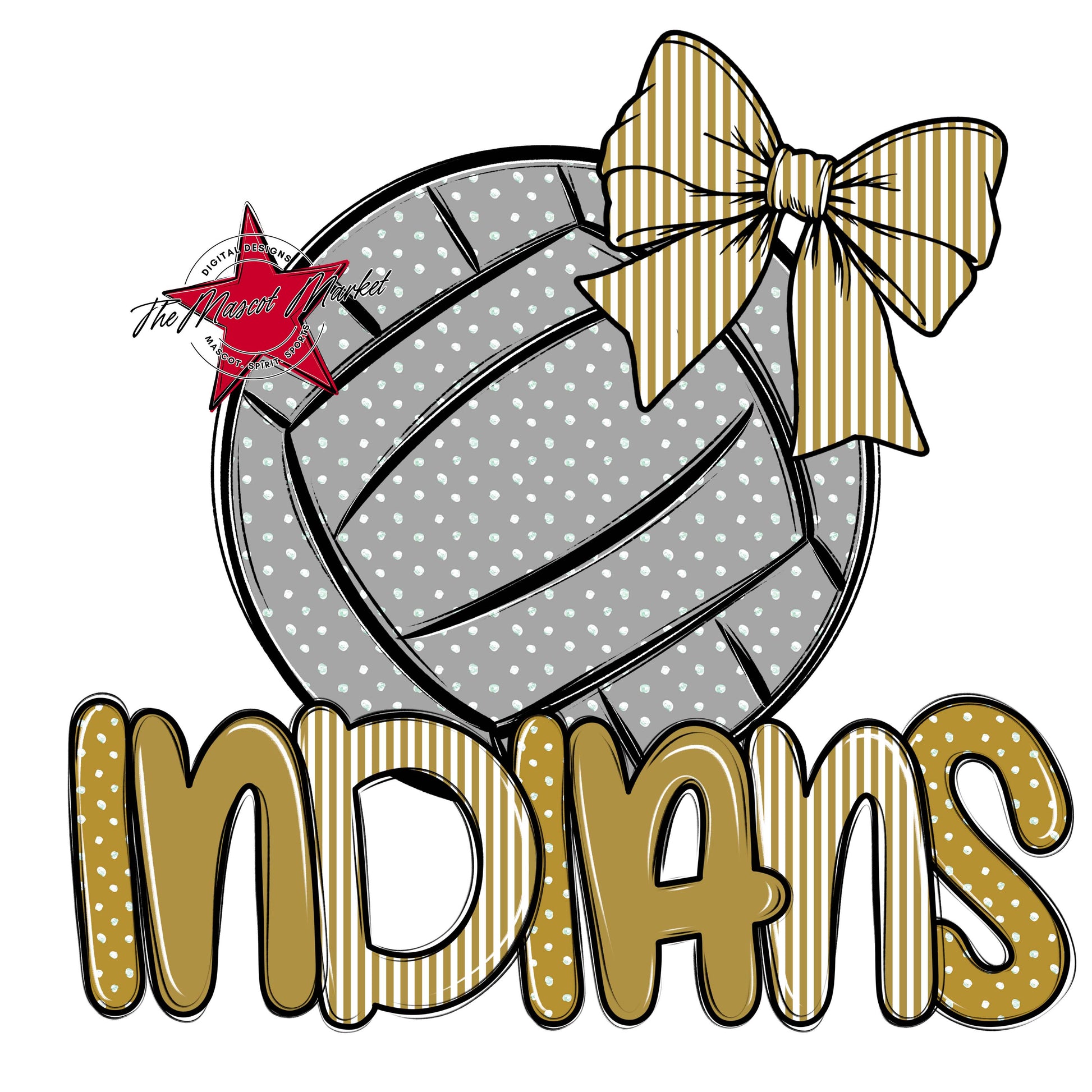 Indians Volleyball Spirit Design-Gold