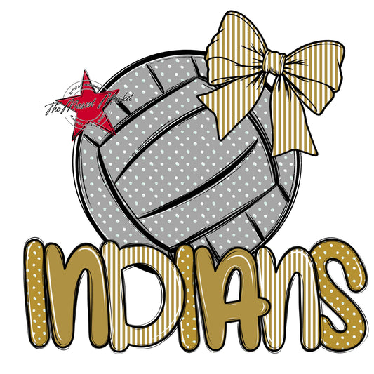 Indians Volleyball Spirit Design-Gold