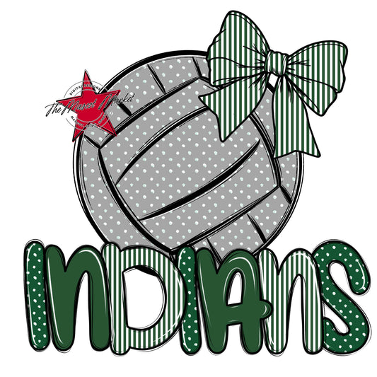 Indians Volleyball Spirit Design-Green