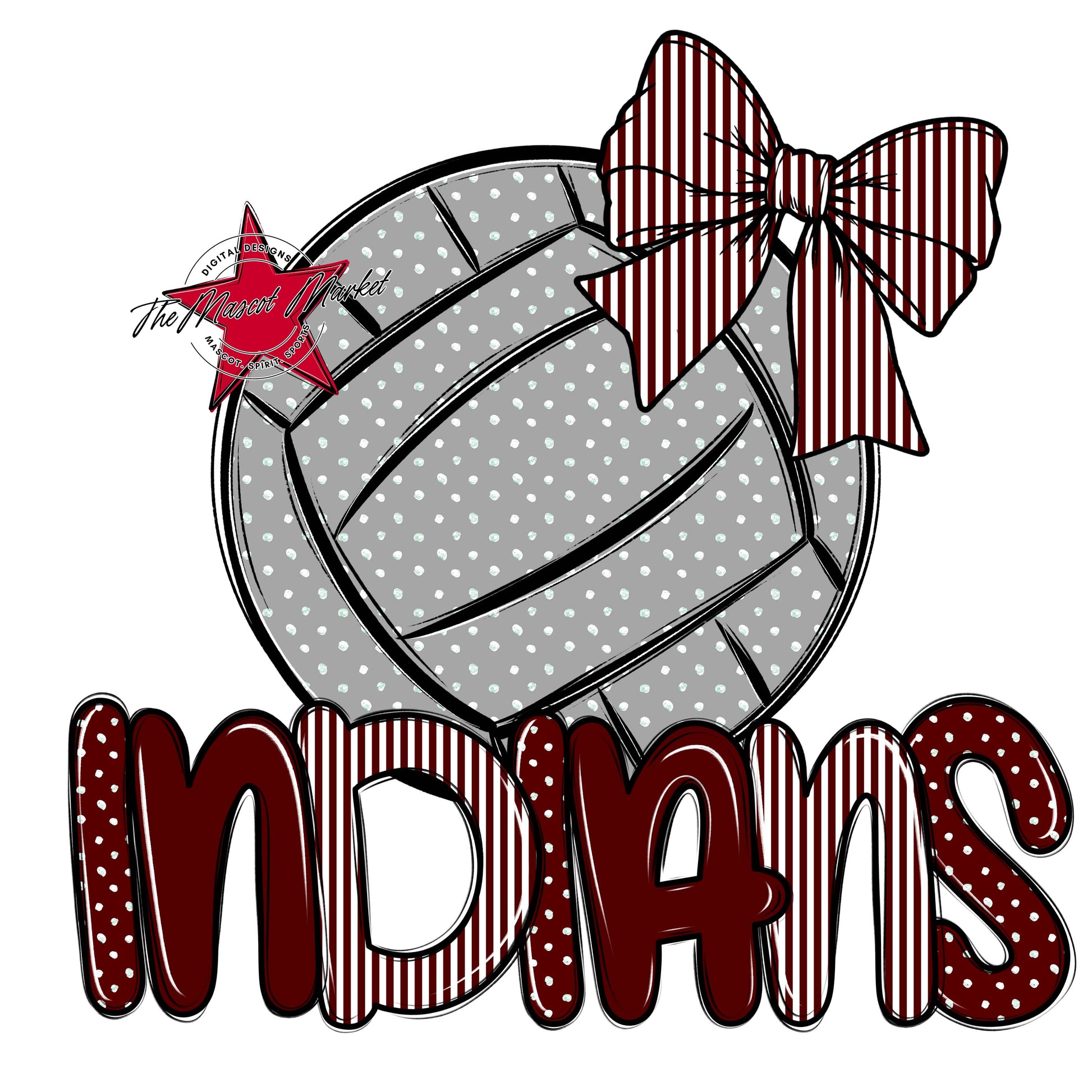 Indians Volleyball Spirit Design-Maroon