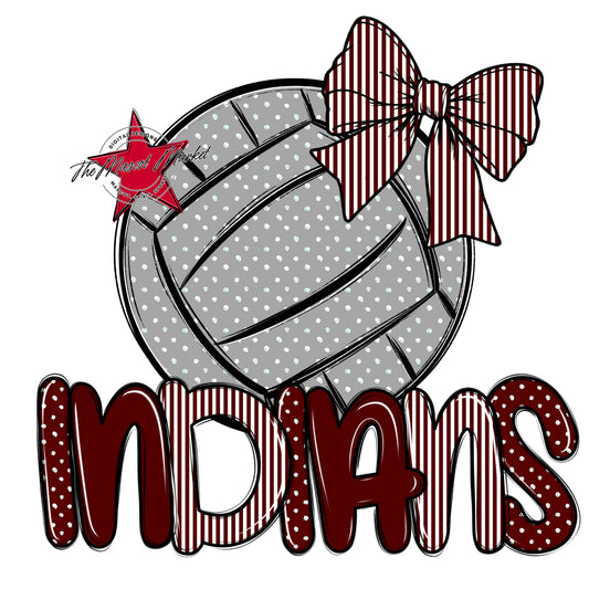 Indians Volleyball Spirit Design-Maroon