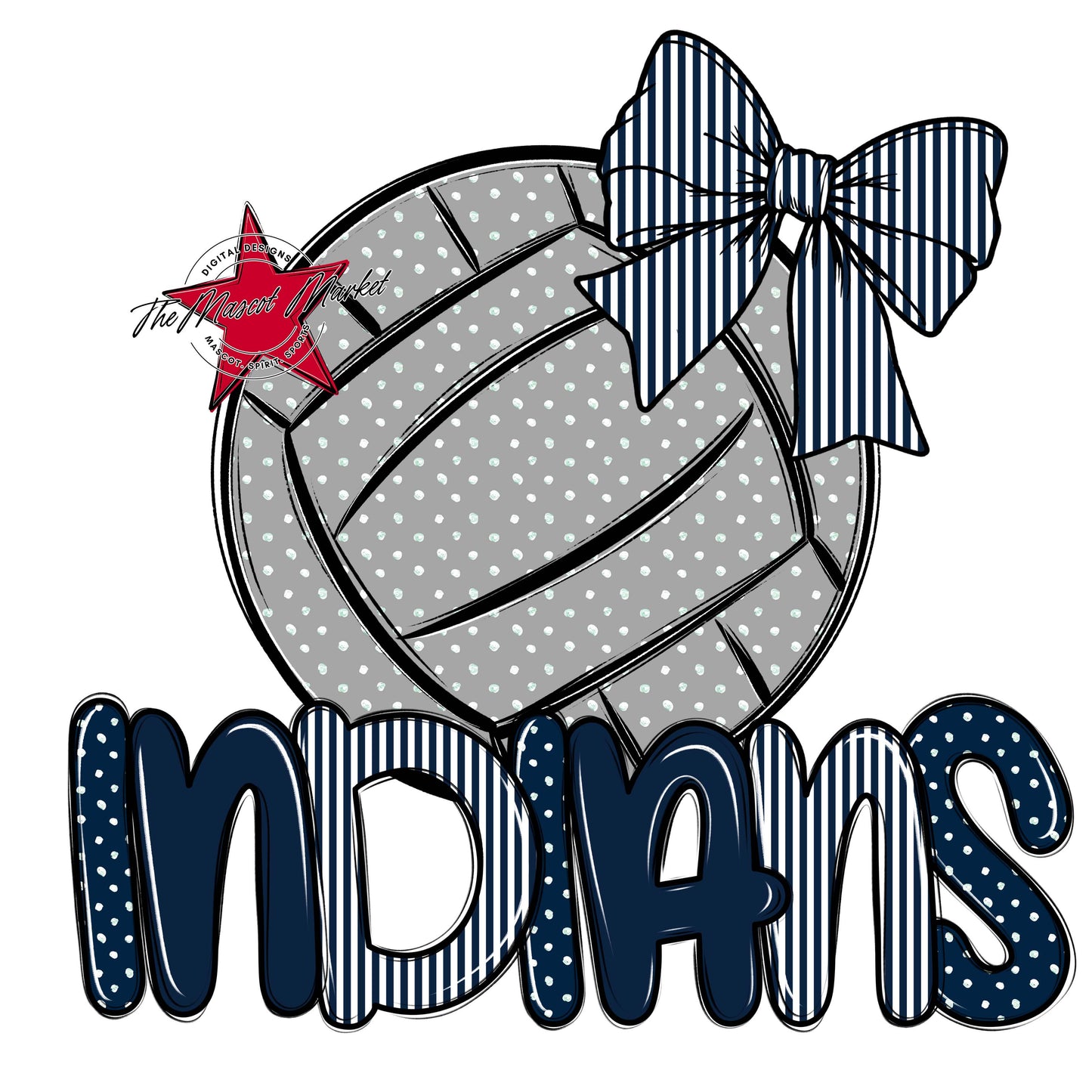 Indians Volleyball Spirit Design-Navy