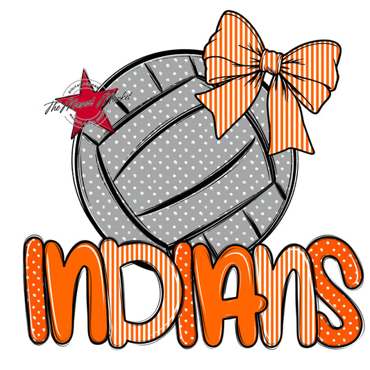 Indians Volleyball Spirit Design-Orange