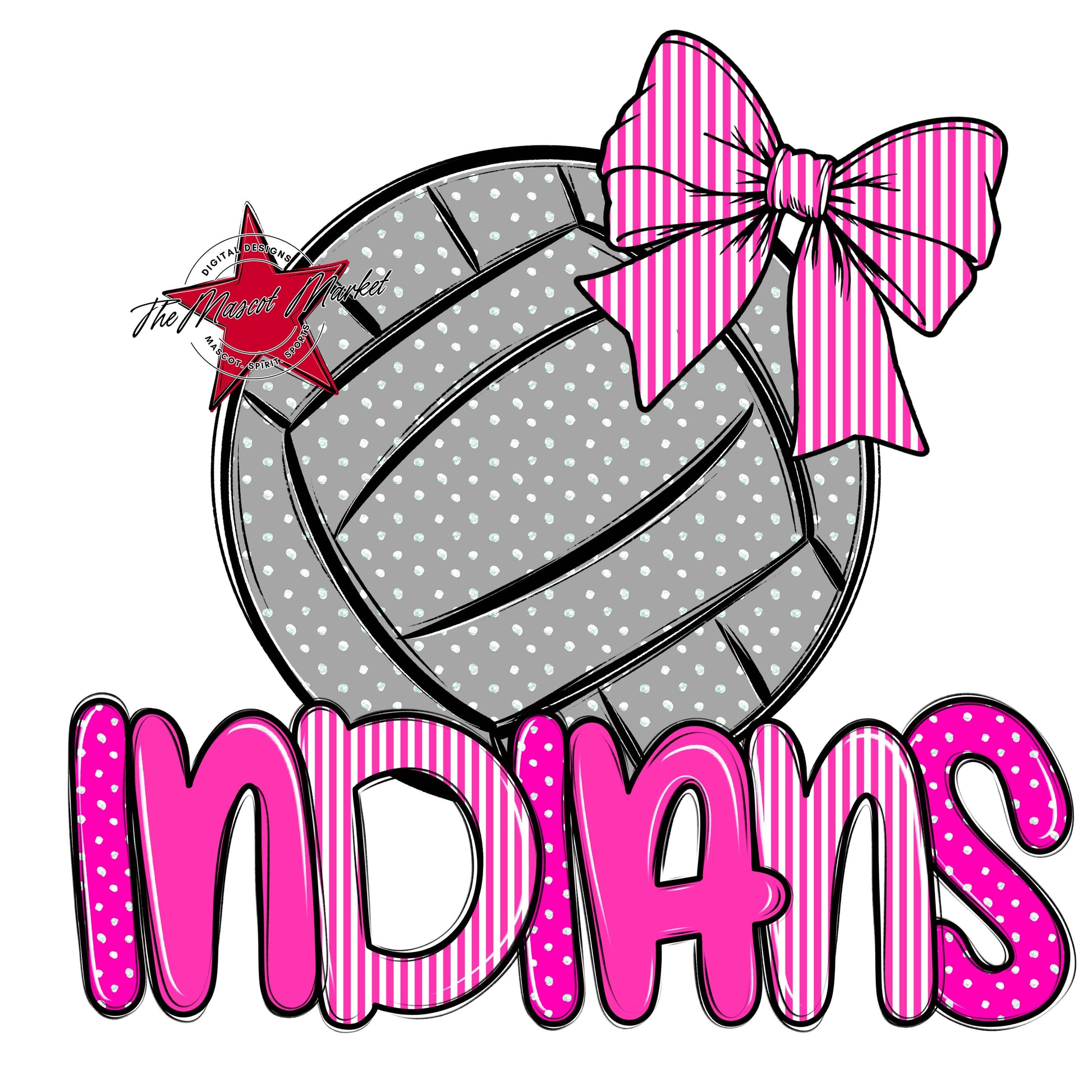 Indians Volleyball Spirit Design-Pink