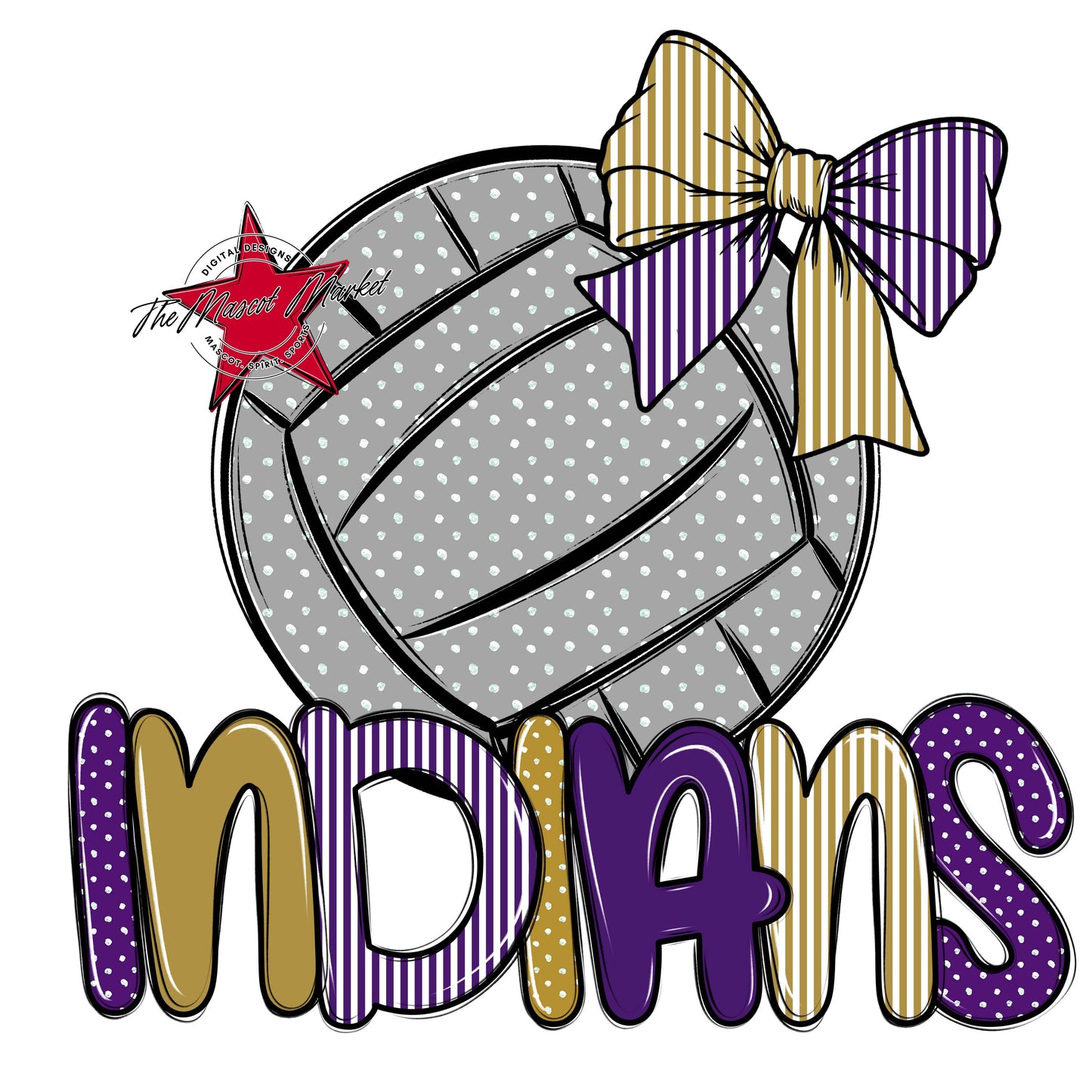 Indians Volleyball Spirit Design-Purple & Gold