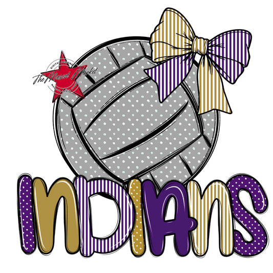 Indians Volleyball Spirit Design-Purple & Gold