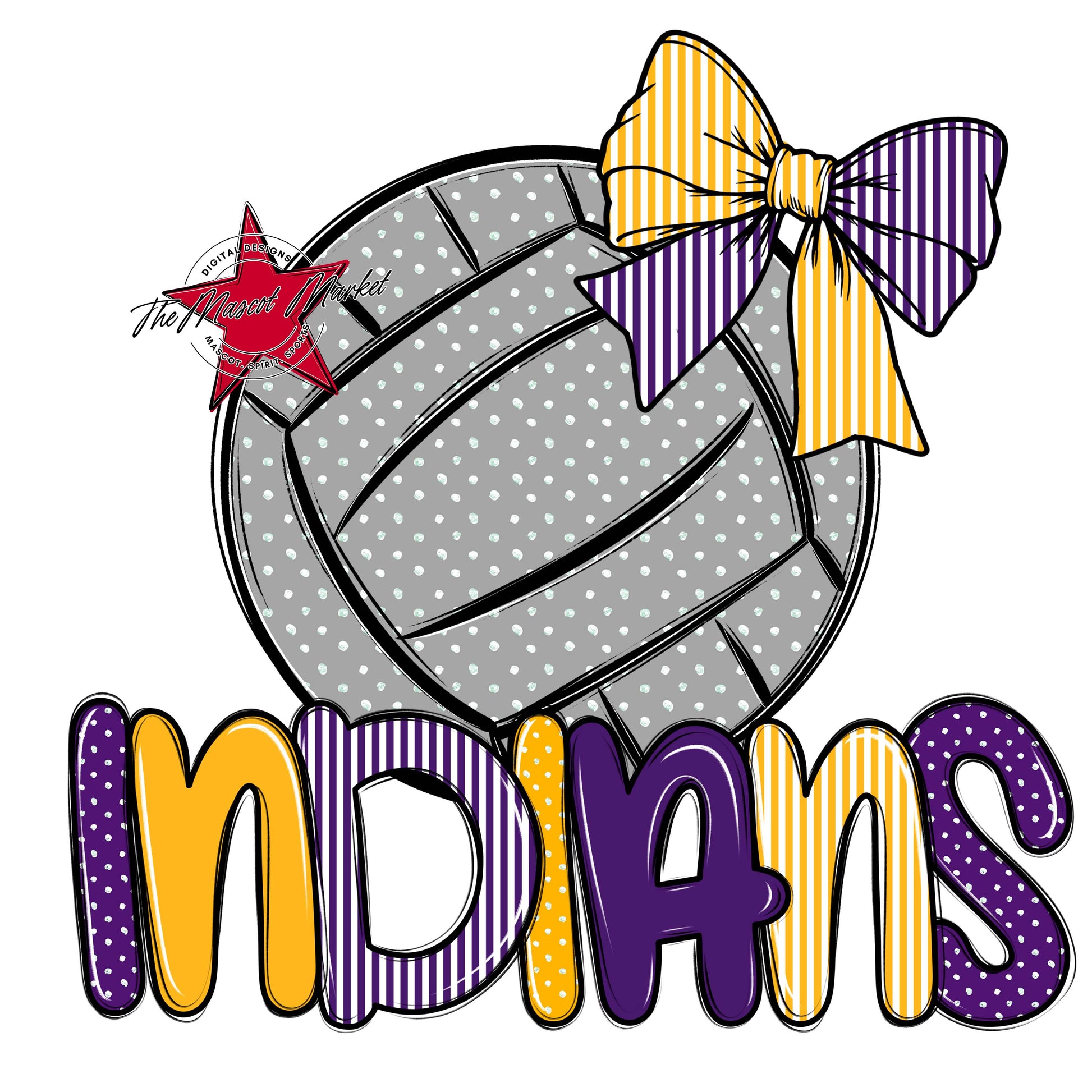 Indians Volleyball Spirit Design-Purple & Yellow