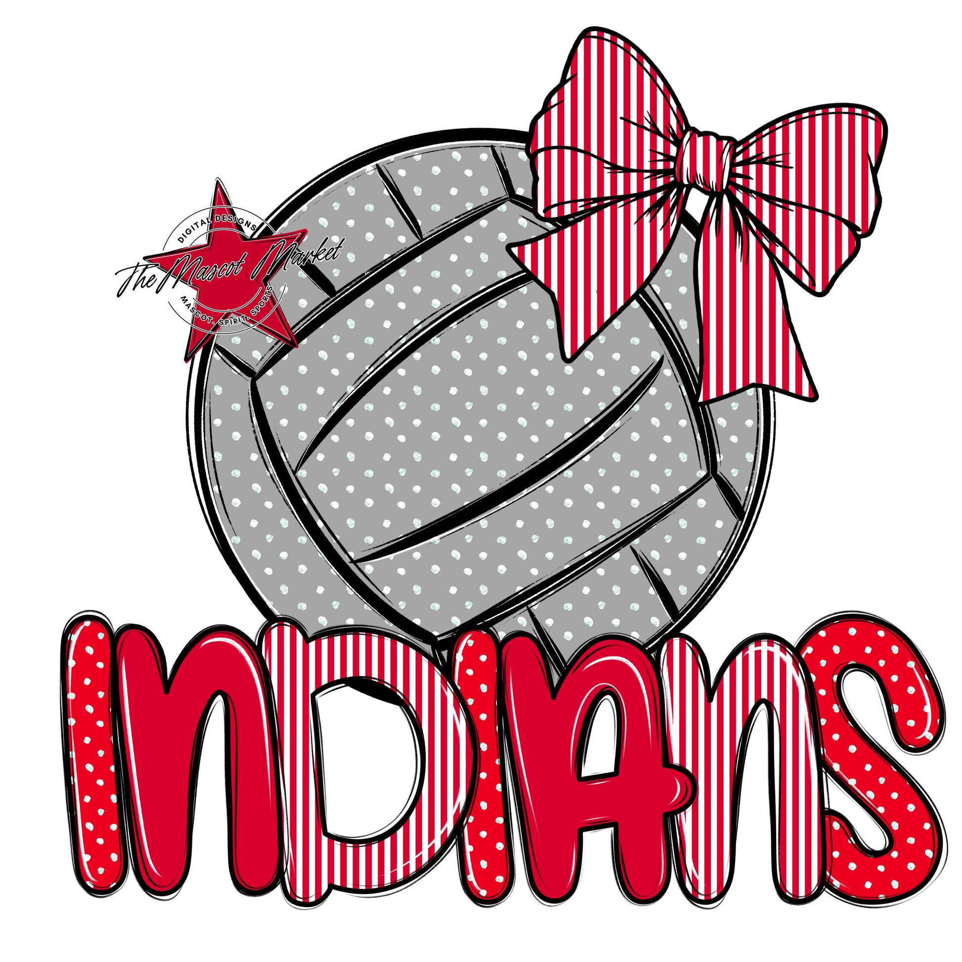 Indians Volleyball Spirit Design-Red