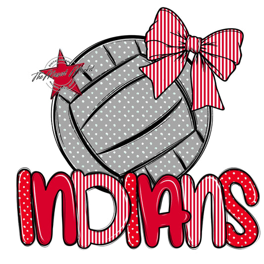 Indians Volleyball Spirit Design-Red