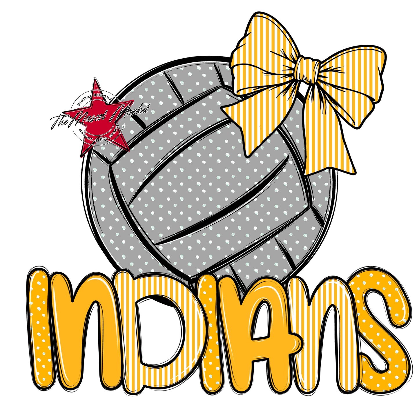 Indians Volleyball Spirit Design-Yellow