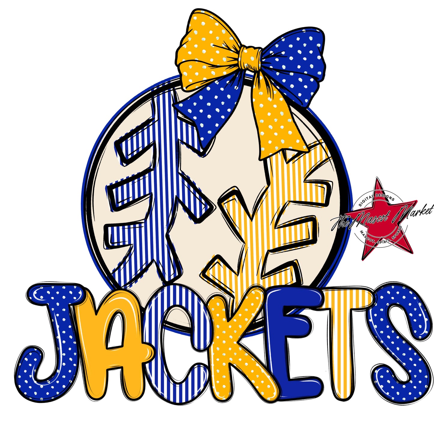Jackets Baseball-Softball Spirit Design-Royal Blue & Yellow